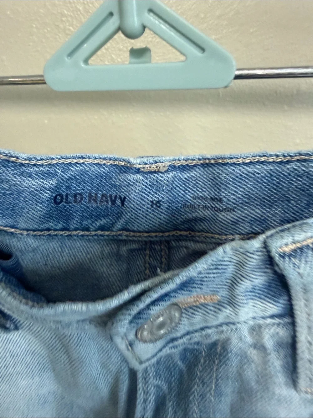 Old Navy Light Blue Denim Cutoff Shorts with Small Floral Embroidery